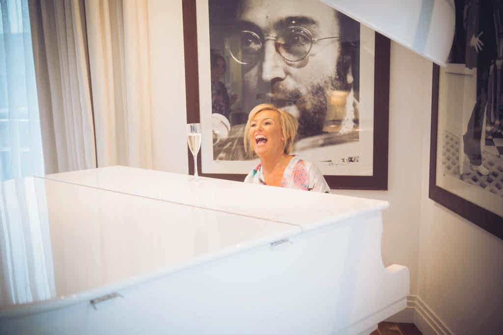 Bridesmaids Hard Days Night Hotel liverpool photographer photography rachel clarke girls bride wedding day love happy natural photosjohn lennon suite grand piano white