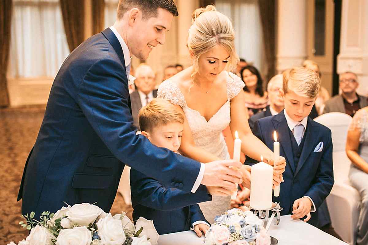 family lighting candles