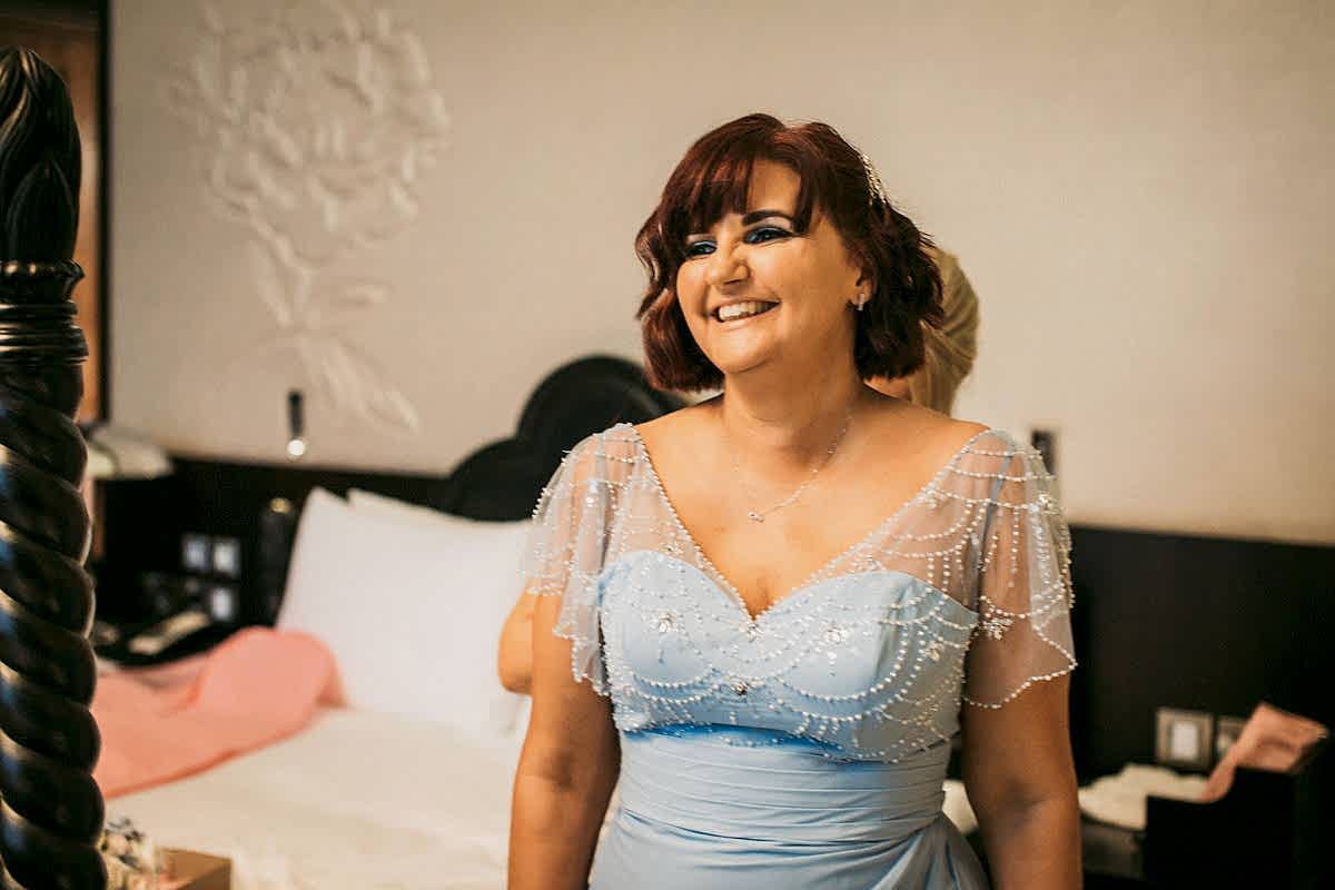 laughing bridesmaid