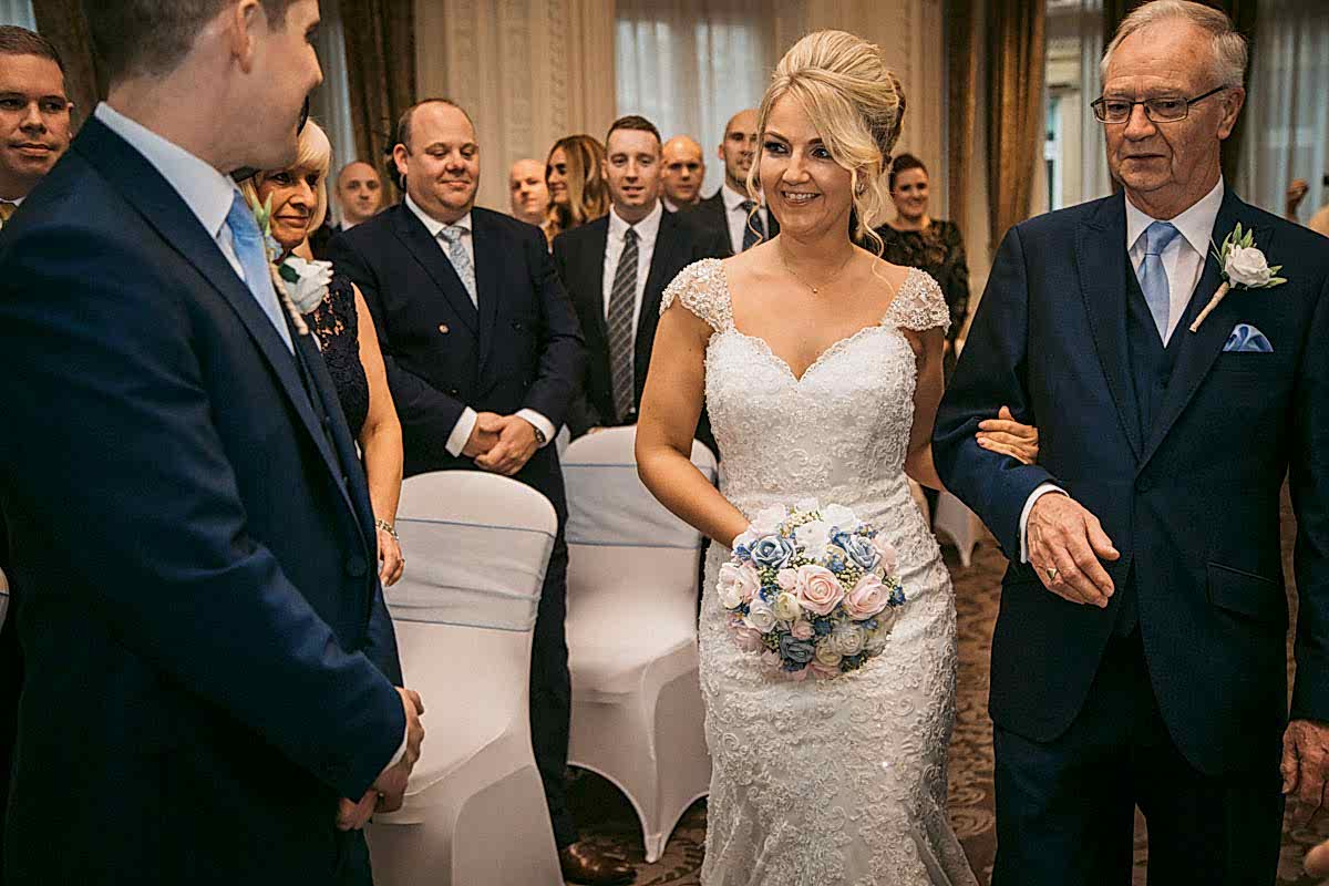 Bride walking up the isle