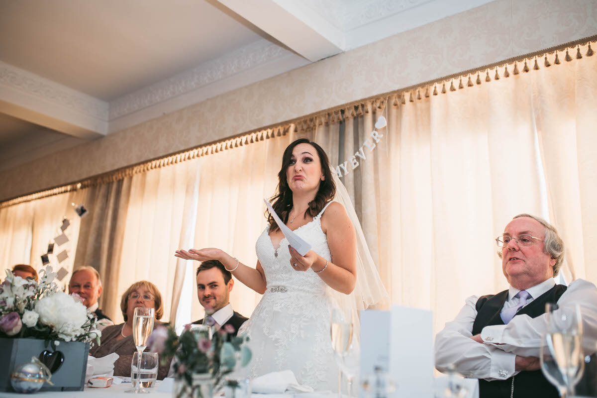 Bride makes her own speech at willington hall cheshire on her wedding day
