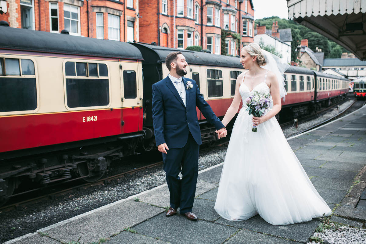 walking along the platform at llangollen railway station