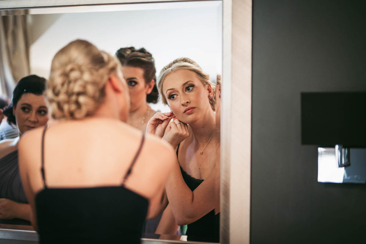 Bride getting ready at wild pheasant llangollen taken by liverpool wedding photographer